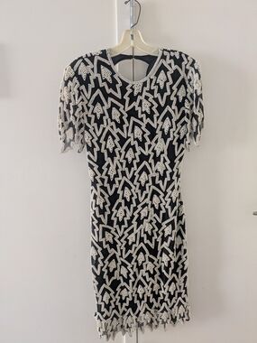 Black & White Beaded Cocktail Dress